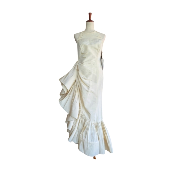 NWT Rosie Assoulin Whoopsy Daisy Ruffled Silk Charmeuse Wedding Gown Size 4 - Picture 6 of 15
